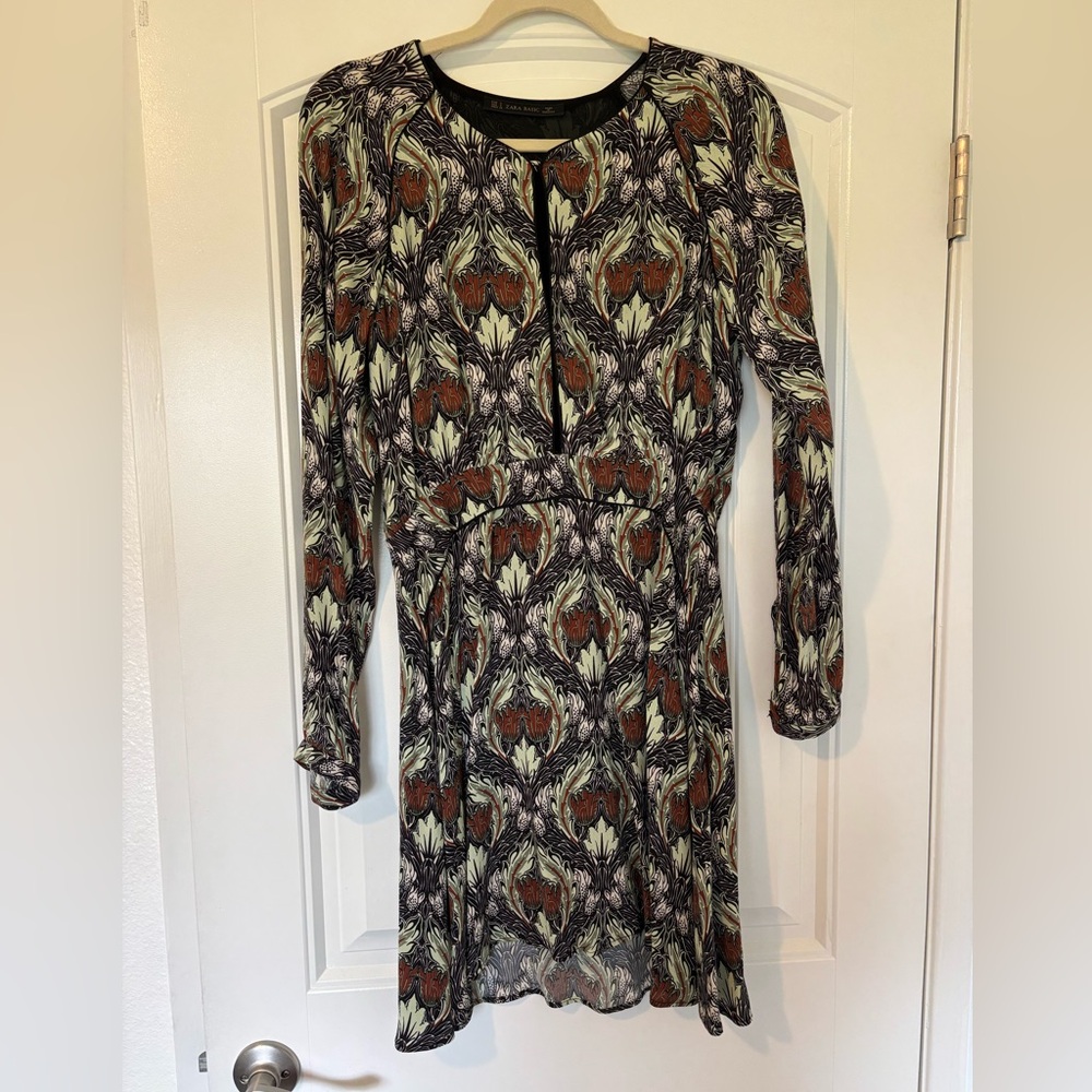 Zara Basic Long Sleeved Floral Patterned Dress Si… - image 3